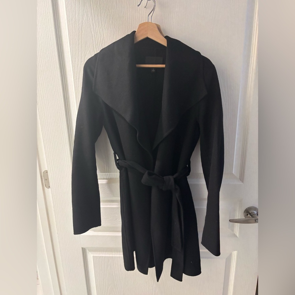 Banana Republic Black Double Face Wrap Coat